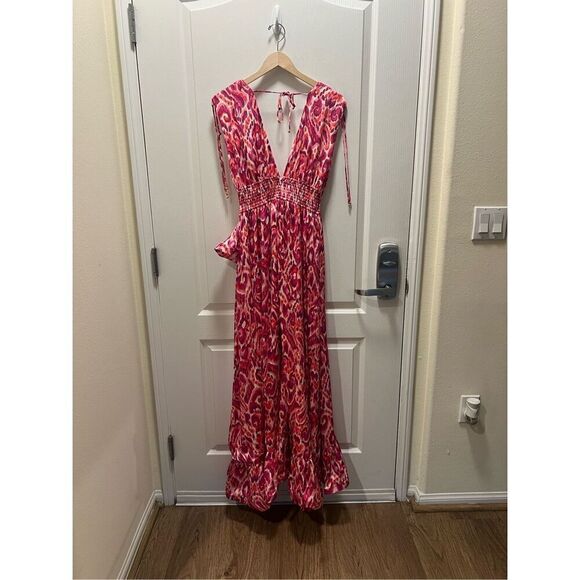 Elliatt Valuable Maxi Asymmetrical Frill Dress Pink Wedding/Vacation S NWT$355 - Picture 10 of 11